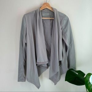 Vegan leather/sweater moto jacket